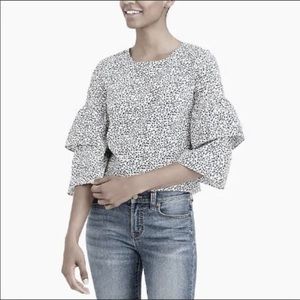 J Crew factory printed tiered bell sleeve top